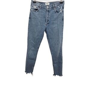 Agolde Distressed High-Rise Cropped Denim Jeans Size 29 Light Wash Cotton